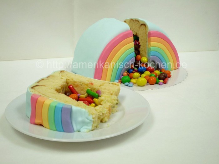 Rainbow Piñata Cake (Regenbogen- Piñata-Kuchen/Überraschungskuchen ...