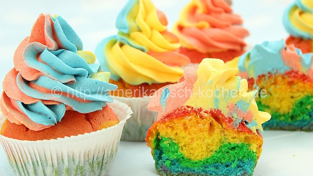 Rainbow Cupcakes Rainbow Swirl Buttercream Frosting Amerikanisch Kochen De